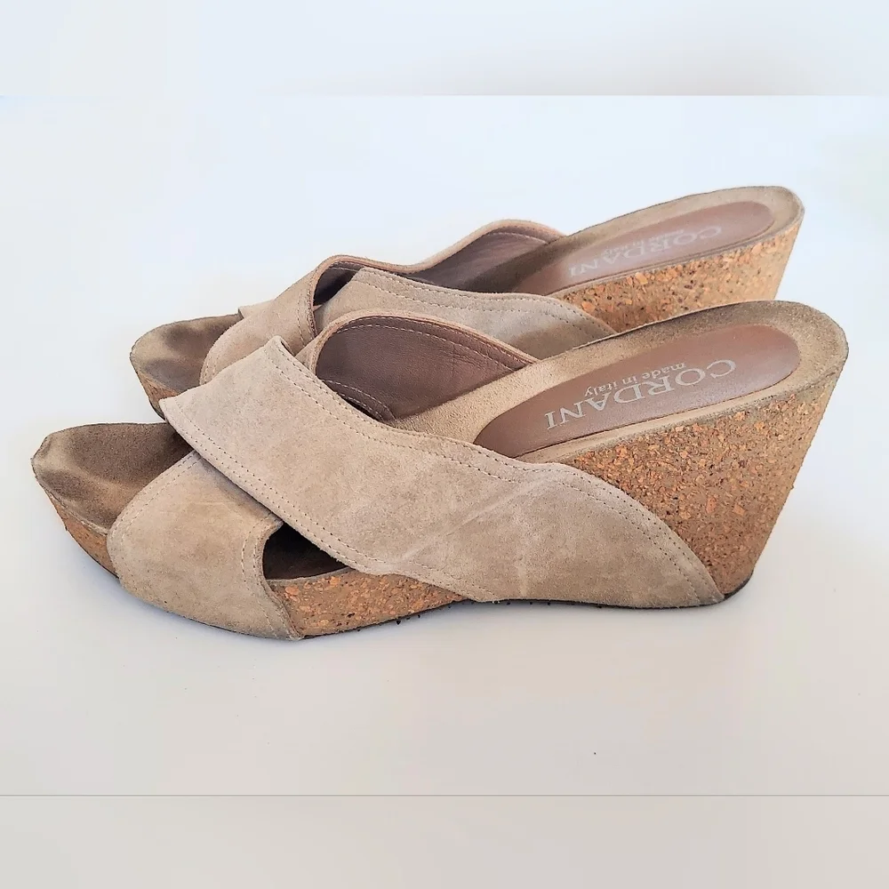 Cordani Size US 8 EU 39 Devon Platform Wedge Sandal Avio Suede